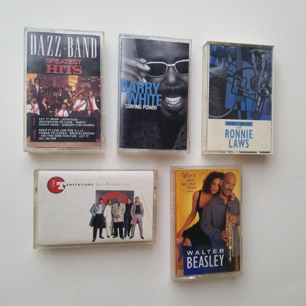 R&B Jazz Cassette Tape Lot (5) Temptations Barry White Walter Beasley Ronny Laws